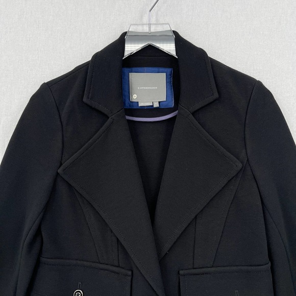 ANTHROPOLOGIE Jacket Womens Small Black Sylvia Surin Ponte Knit Moto Jacket - Picture 6 of 16